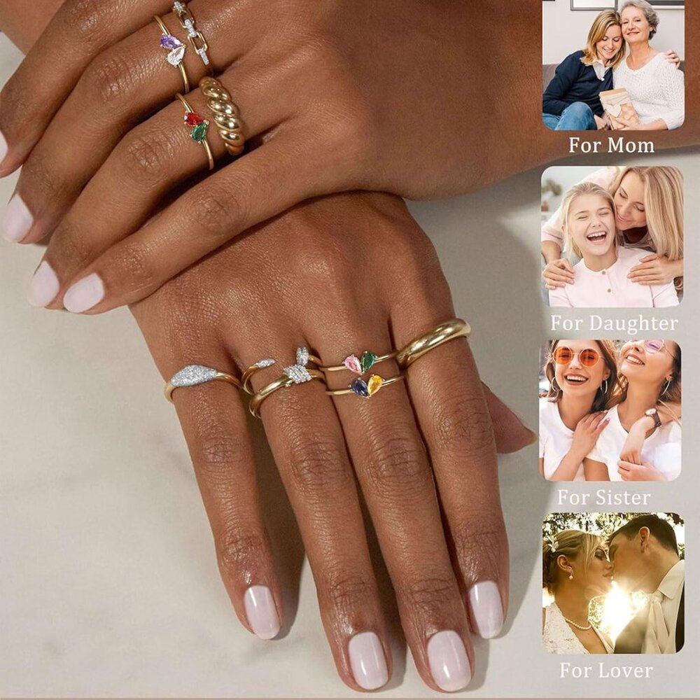 Heart-Shaped Stackable Gold Birthstone Ring - Non… - image 6